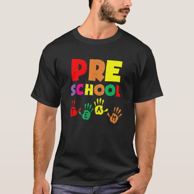 Camiseta Manuais Da Pré-Escola Da Equipe De Volta À Escola (Frente)