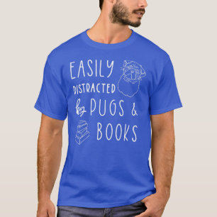 Camiseta Manuais de Pug Pug Lover Livros Facilmente Distraí
