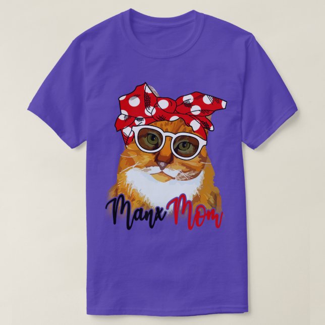 Camiseta Manx Manx Cat Mãe Bandana (Frente do Design)