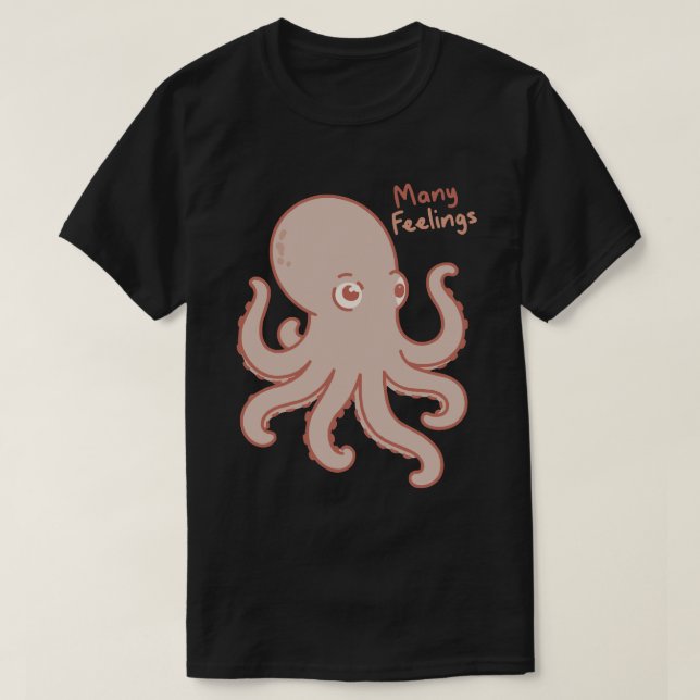 Camiseta Many Feelings Cute Octopus Illustration (Frente do Design)
