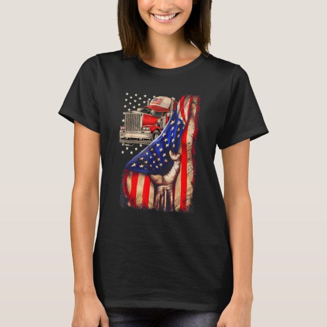 Camiseta Mão Arrancando A Bandeira Americana Para O Caminho (Frente)