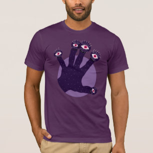 Camiseta Mão assustador com arte estranha de observação 