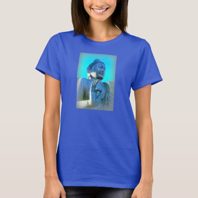 Camiseta mão azul buda-lama (Frente)