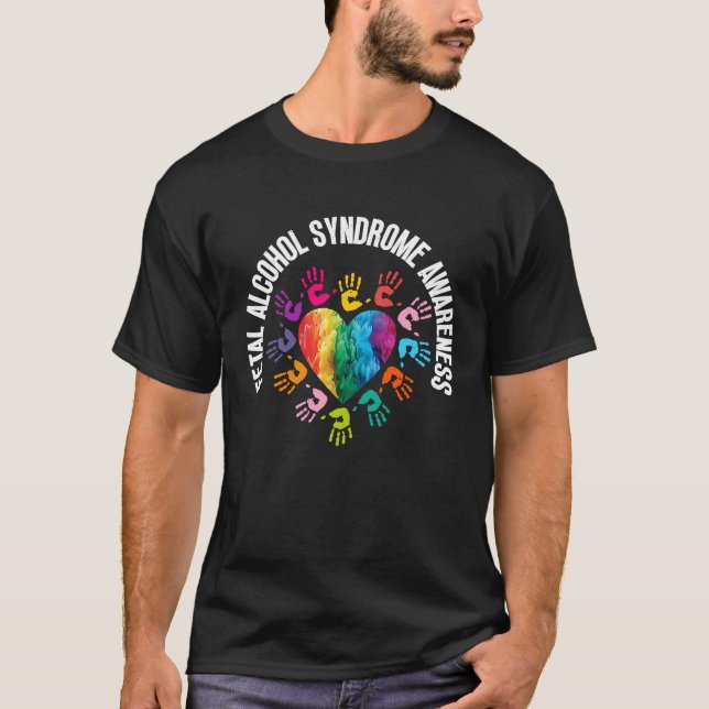 Camiseta Mão bonito Para O FAS De Sensibilização Fetal Com  (Frente)