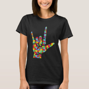 Camiseta Mão da Linguagem de Sinais Amor Puzzle de Conscien