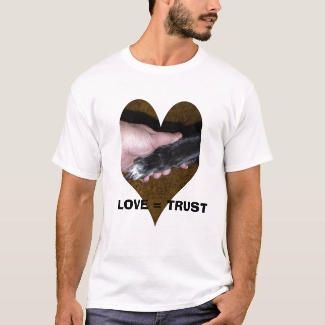 Camiseta Mão da pata no coração, AMOR = CONFIANÇA (Frente)