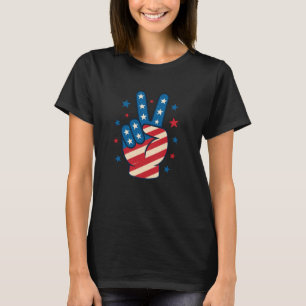Camiseta Mão da Paz Bandeira dos EUA 4 de Julho