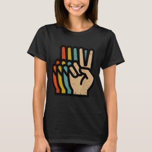 Camiseta Mão da Paz Cores Retro Vintage Anos 70 Hipe Homens