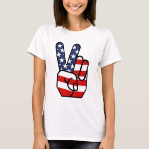 Camiseta Mão da paz da bandeira americana