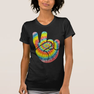 Camiseta Mão da paz da tintura do laço