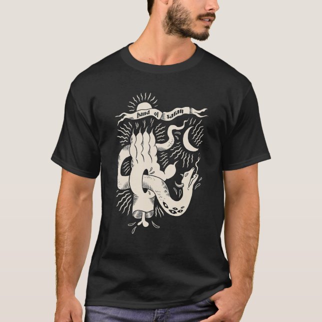 Camiseta Mão Da Satã De Baphomet Satanás Gra Gótico Do Diab (Frente)
