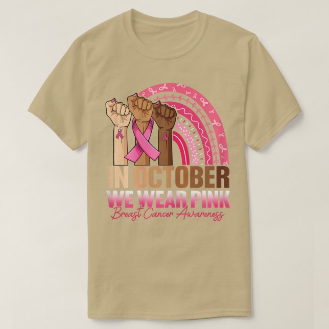Camiseta Mão das Mulheres Em outubro vestimos cancer rosa (Frente do Design)