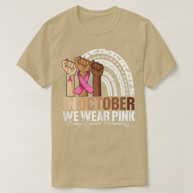 Camiseta Mão das Mulheres Em outubro vestimos cancer rosa (Frente do Design)