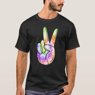 Camiseta Mão de Cute Tie Dye com Símbolo de Paz