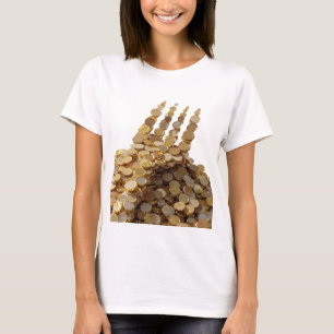 Camiseta Mão de Dinheiro em Ouro Nítido Design Ousado