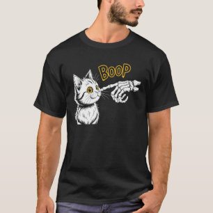 Camiseta Mão de Esqueleto Boop Amante de Gato Humor Felino
