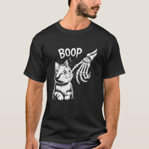 Camiseta Mão de Esqueleto Boop Gato Divertido Amante de Gat