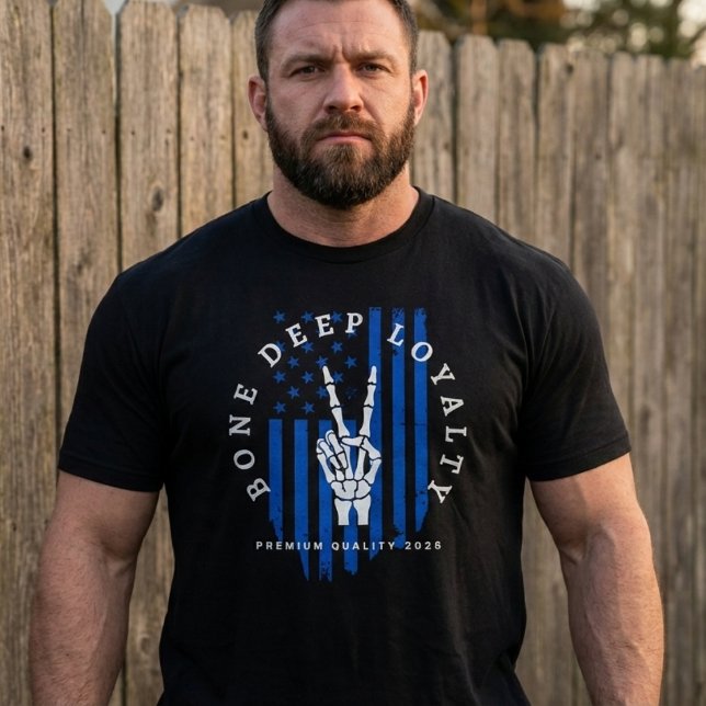 Camiseta Mão de Esqueleto com Bandeira dos EUA e L (Criador carregado)