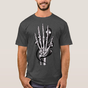 Camiseta Mão de esqueleto com o gótico assustador dos