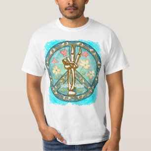 Camiseta mão de esqueleto da paz
