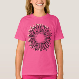 Camiseta Mão De Girassol Russo Floral Desenhada