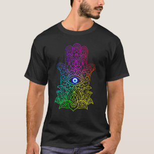 Camiseta Mão De Hamsa Fatima Mau Tiger Eye Turco