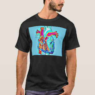 Camiseta Mão de néon coração anatômico tirado