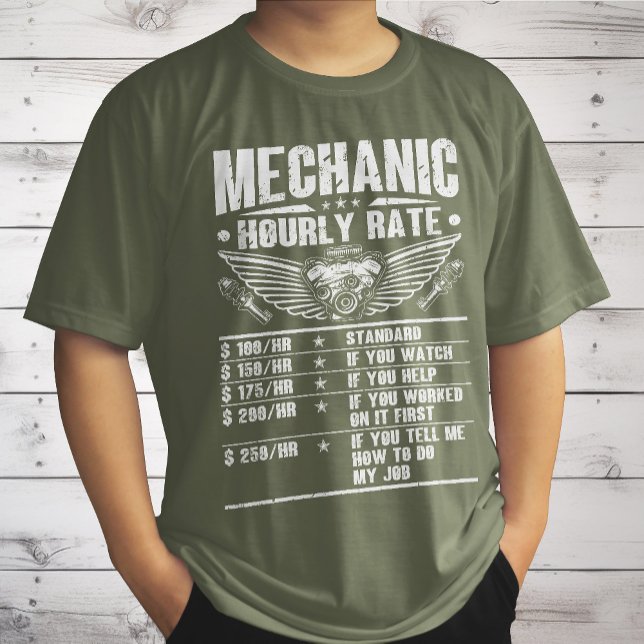 Camiseta Mão-De-Obra Mecânica Mecânica Por Hora, Engraçada (Criador carregado)