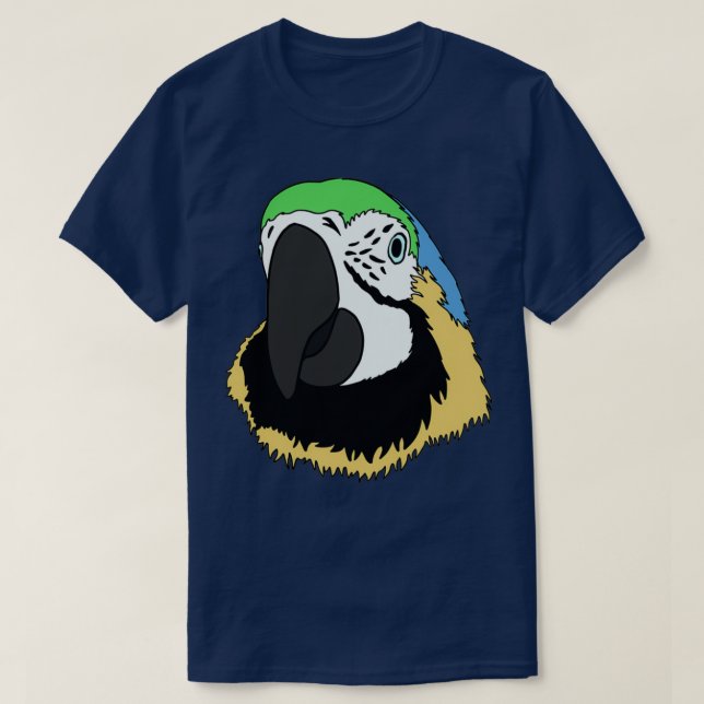 Camiseta Mão de papagaio desenhada com azul verde e amarelo (Frente do Design)