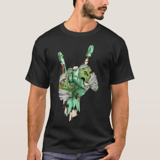 Camiseta Mão de Rock Zombie Segurando Controle de Jogo de M