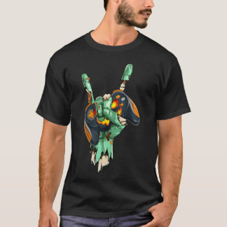 Camiseta Mão de Rock Zombie Segurando Controle de Jogo Mons
