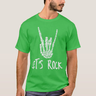 Camiseta Mão de Rocker Esqueleto Música Punk Rock Homens Me