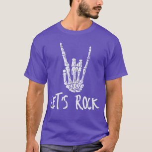 Camiseta Mão de Rocker Esqueleto Música Punk Rock Homens Me