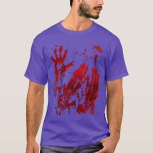 Camiseta Mão de Zumbi com respingos de sangue no Halloween