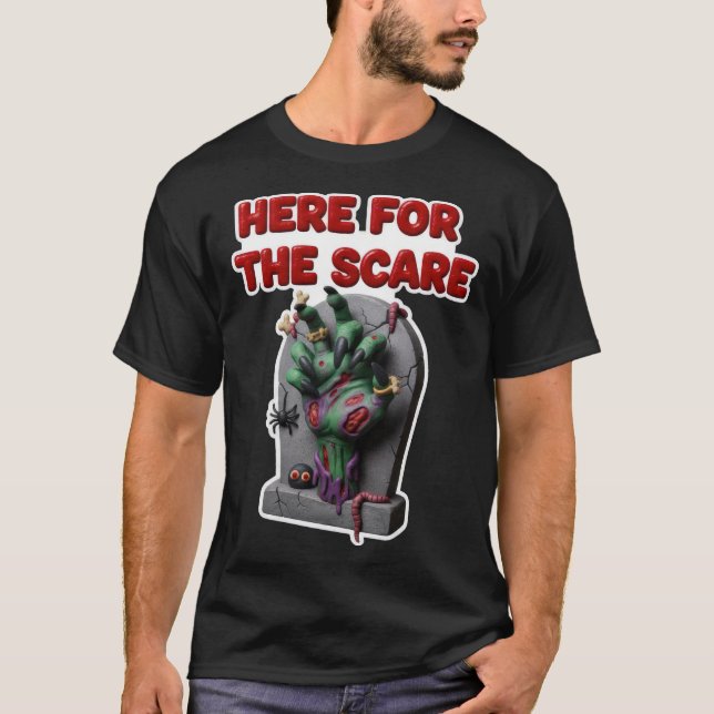 Camiseta Mão de zumbi verde de lápide (Frente)
