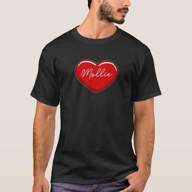 Camiseta Mão Desenhada Coração Mollie - Primeiro Nome Coraç (Frente)