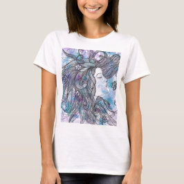 Camiseta Mão Desenhada Feminina Bella Canvas Círculo Fluido