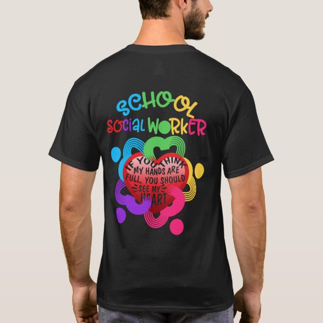 Camiseta Mão do Coração do Trabalhador Social Escolar (Verso)