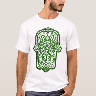 Camiseta Mão do Henna de Hamsa (verde)