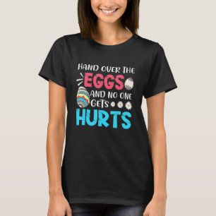 Camiseta Mão Engraçada Sobre Os Ovos E Ninguém Se Machuca A