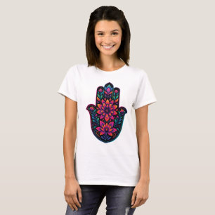 Camiseta Mão Hamsa Colorida com Mandala Floral – Espírito B