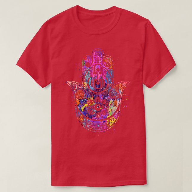 Camiseta Mão Hamsa de Watercolor (Frente do Design)