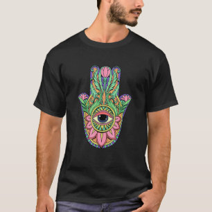 Camiseta Mão Hamsa Floral Olho Mau Espírito Mão de Fatima