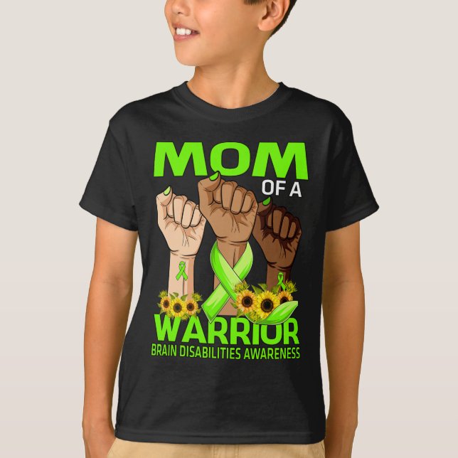 Camiseta Mão Mãe De Um Cérebro Guerreiro Dificuldades De Se (Frente)