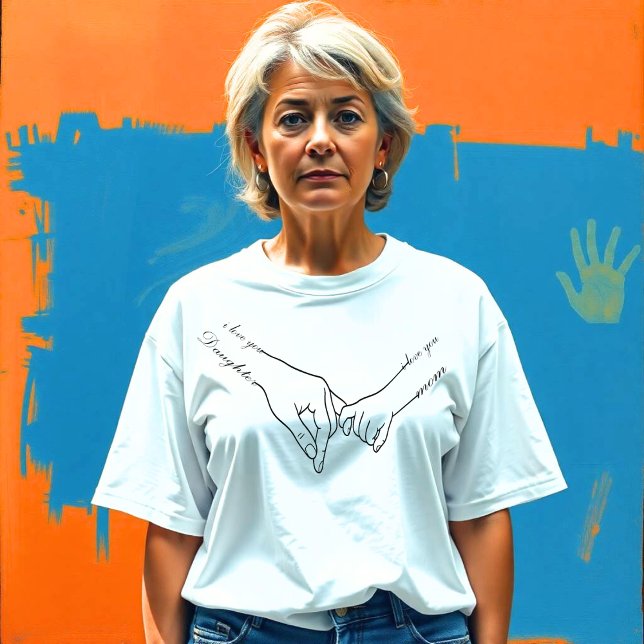 Camiseta Mão Minimizada da Família Segurando Arte - Um Dese (Criador carregado)