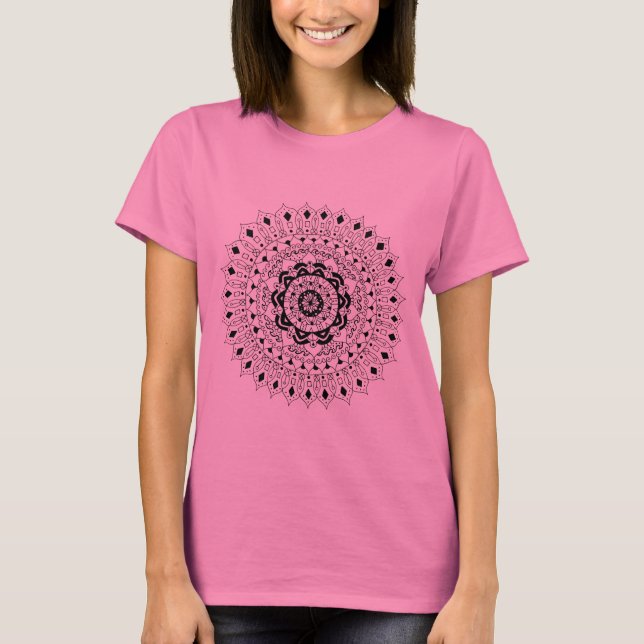 Camiseta Mão original mandala floral artística ilustrada (Frente)
