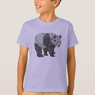 Camiseta Mão original urso de panda floral artística