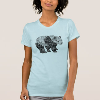 Camiseta Mão original urso de panda floral artística