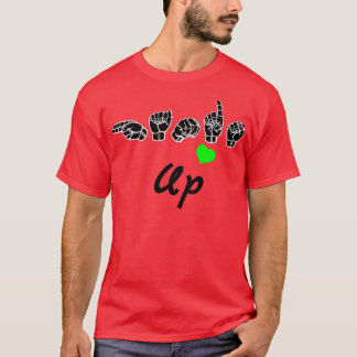 Camiseta MÃO PARA CIMA texto e design de idioma de Sinal AS