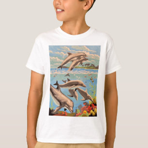 Camiseta Mão Pintada Por Número Golfinhos Reproduzíveis